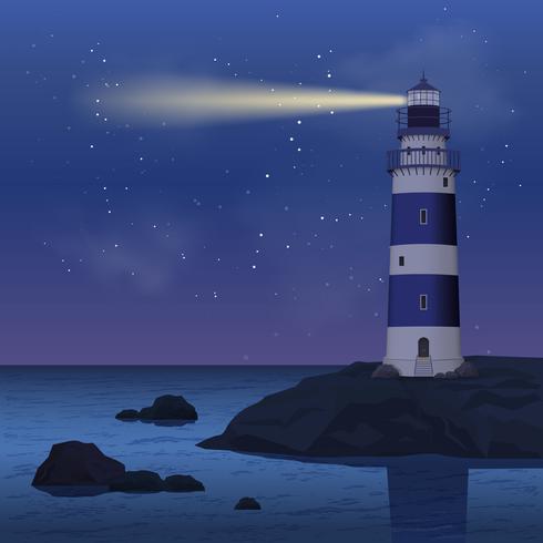 Phare dans la nuit vecteur