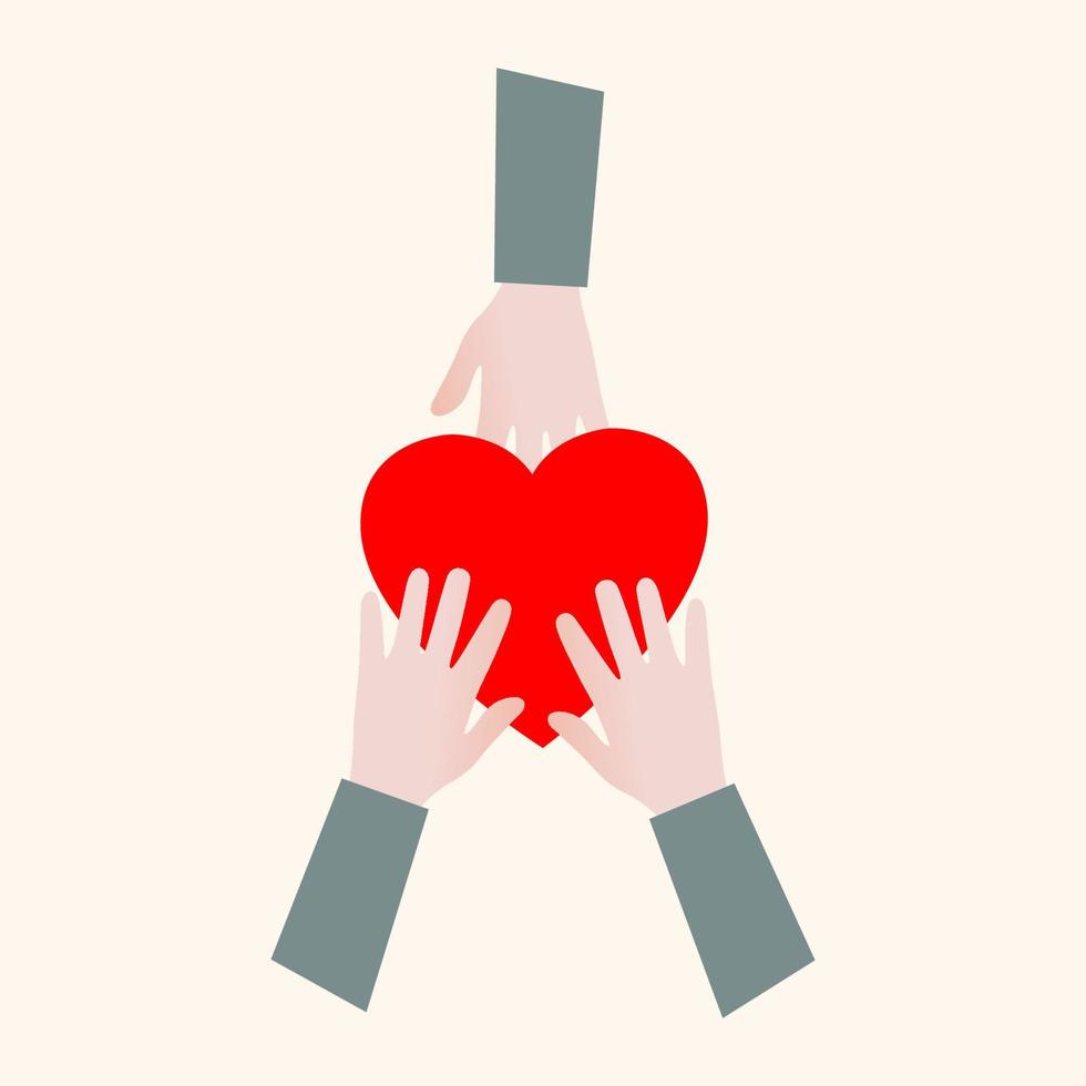 symbole de charité. concept de charité et de don. donnez et partagez votre amour avec les gens. mains tenant un coeur. donner du coeur pour le don, santé, bénévole, organisation à but non lucratif vecteur