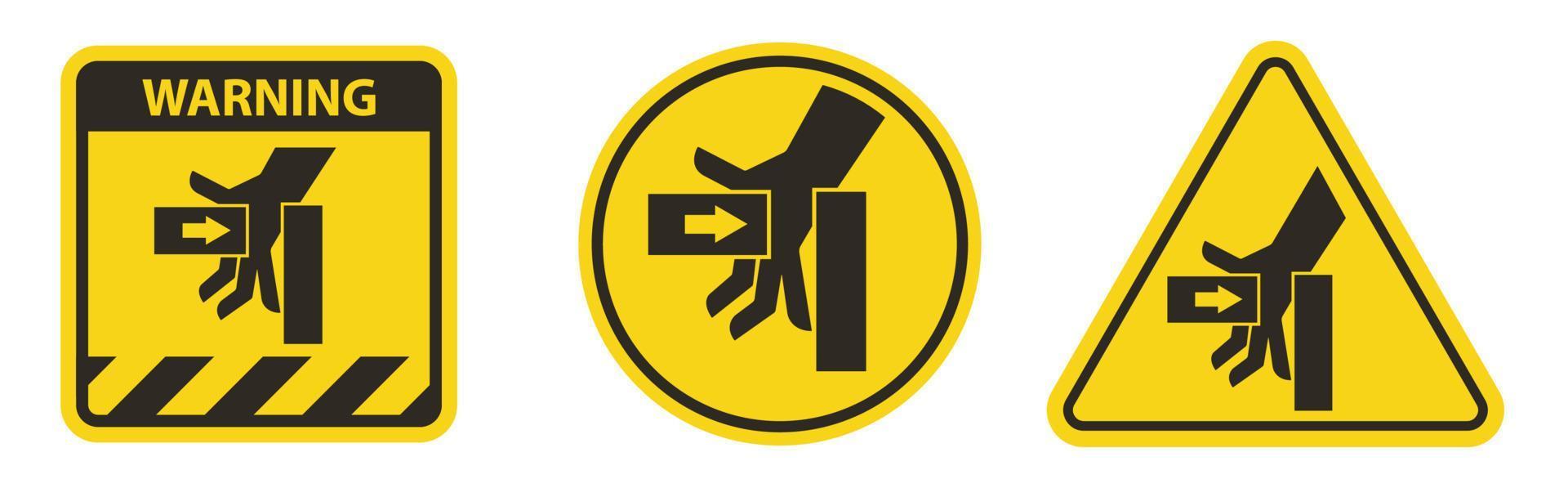 Attention la force d'écrasement de la main de gauche symbole signe isoler sur fond blanc vecteur