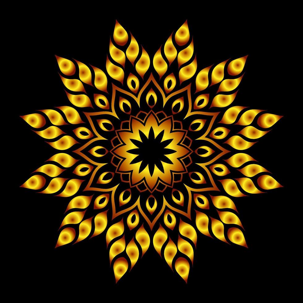 conception de mandala de luxe de couleur dorée vecteur