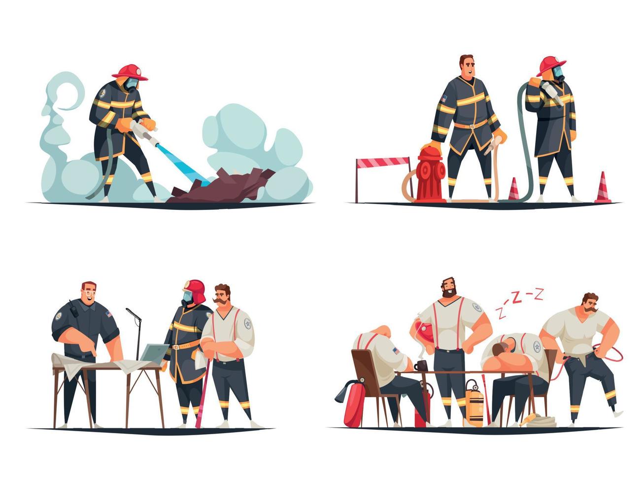 jeu de dessin animé de pompiers vecteur