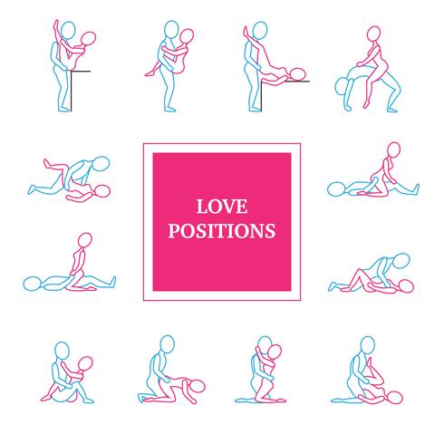 Amour Positions Icons Set vecteur