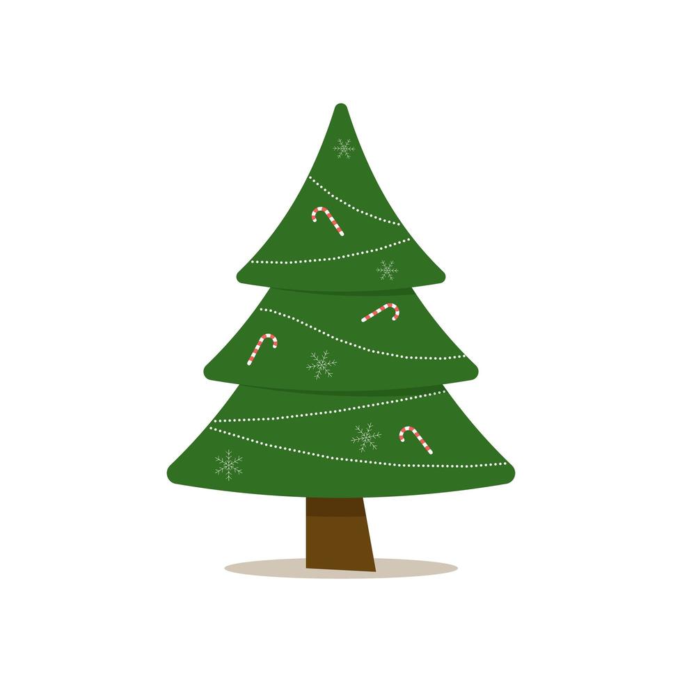 arbre de noël avec boule d'arbre et jouet d'arbre. illustration vectorielle plane vecteur