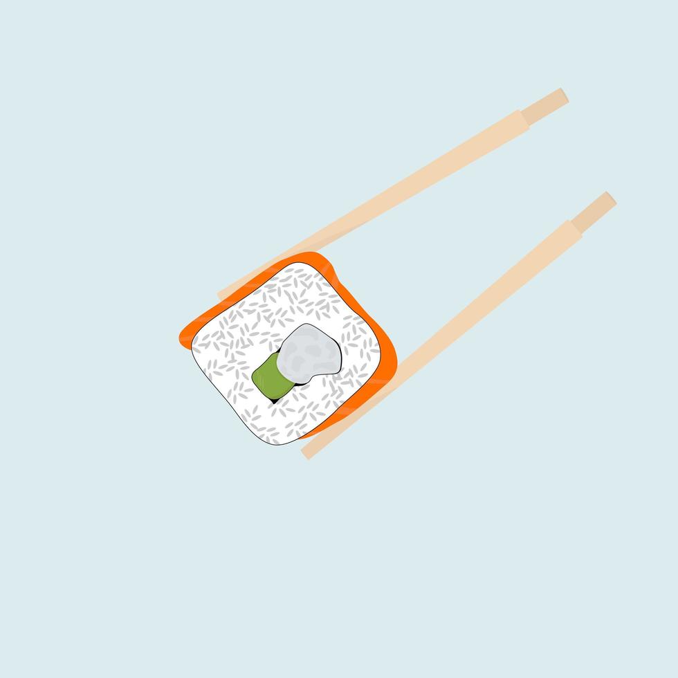 Rouleaux. Sushi. baguettes. illustration vectorielle plane vecteur