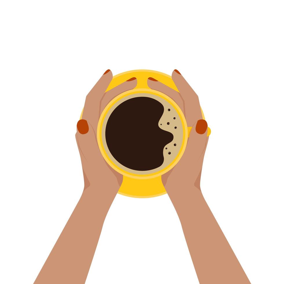 main avec une tasse de café. notion de caféine. illustration vectorielle plane vecteur