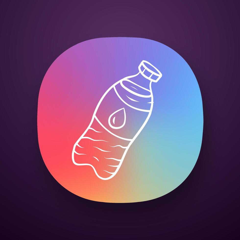 icône de l'application de bouteille d'eau. bouteille en plastique écologique et réutilisable. eau potable, déchets plastiques. emballage respectueux de l'écologie. interface utilisateur ui ux. Web ou application mobile. illustration vectorielle isolée vecteur