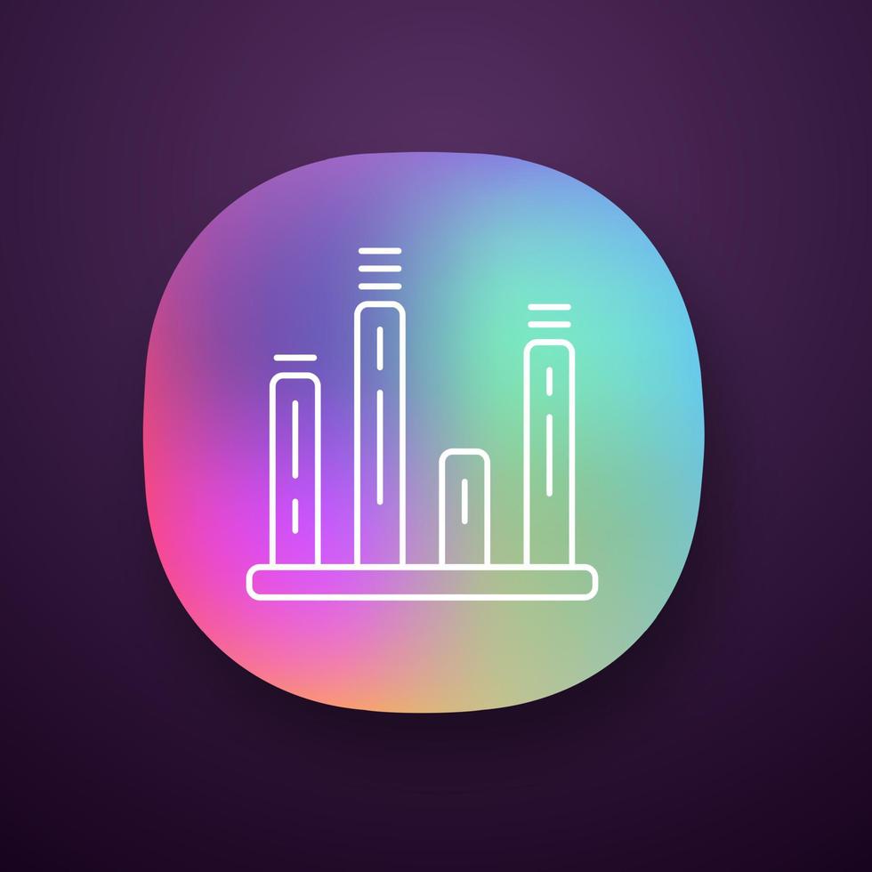 icône de l'application graphique à barres. diagramme. graphique linéaire. visualisation des données statistiques. représentation symbolique de l'information. interface utilisateur ui ux. Web ou application mobile. illustration vectorielle isolée vecteur