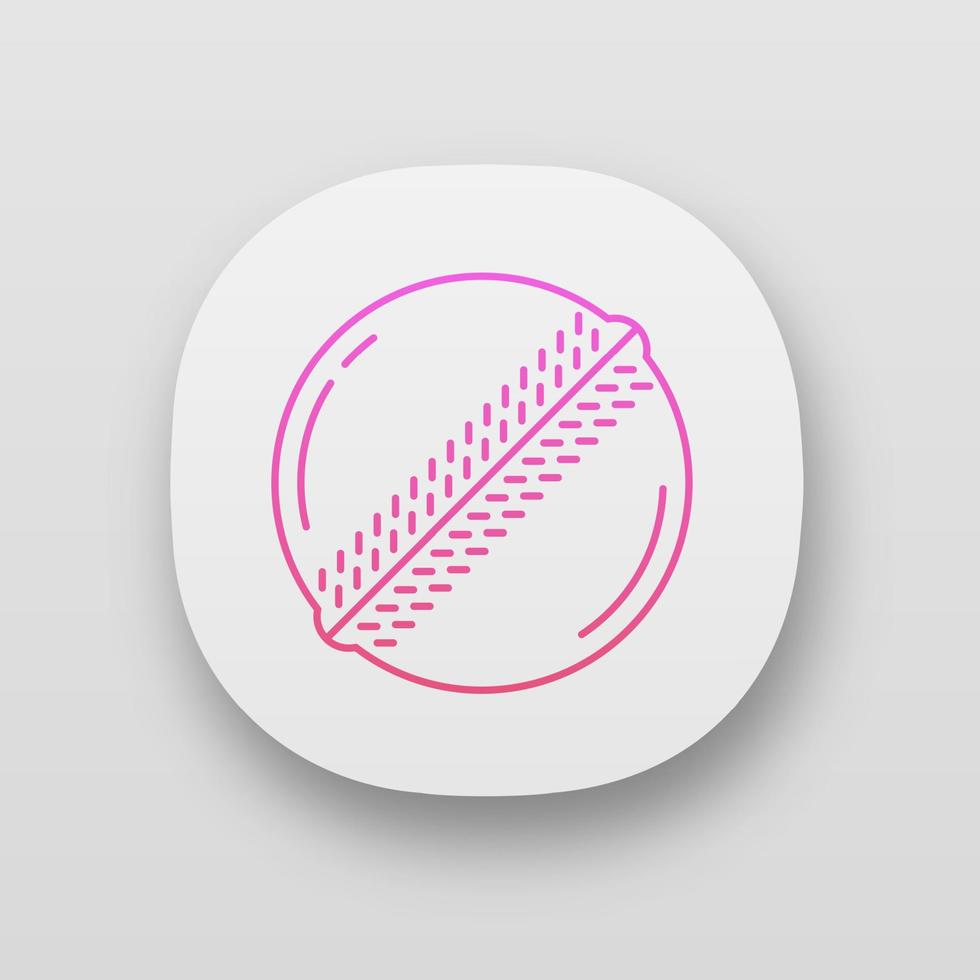 icône de l'application de balle de cricket. équipement de sport professionnel. boule avec couture proéminente. accessoire de jeu d'équipe. équipement de sport. interface utilisateur ui ux. applications web ou mobiles. illustrations vectorielles isolées vecteur