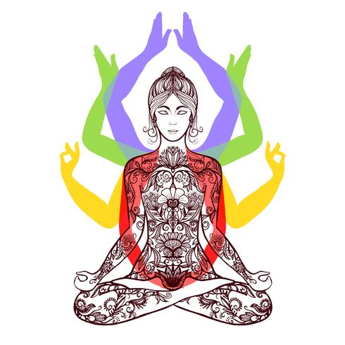 Yoga méditant en icône de lotus asana vecteur