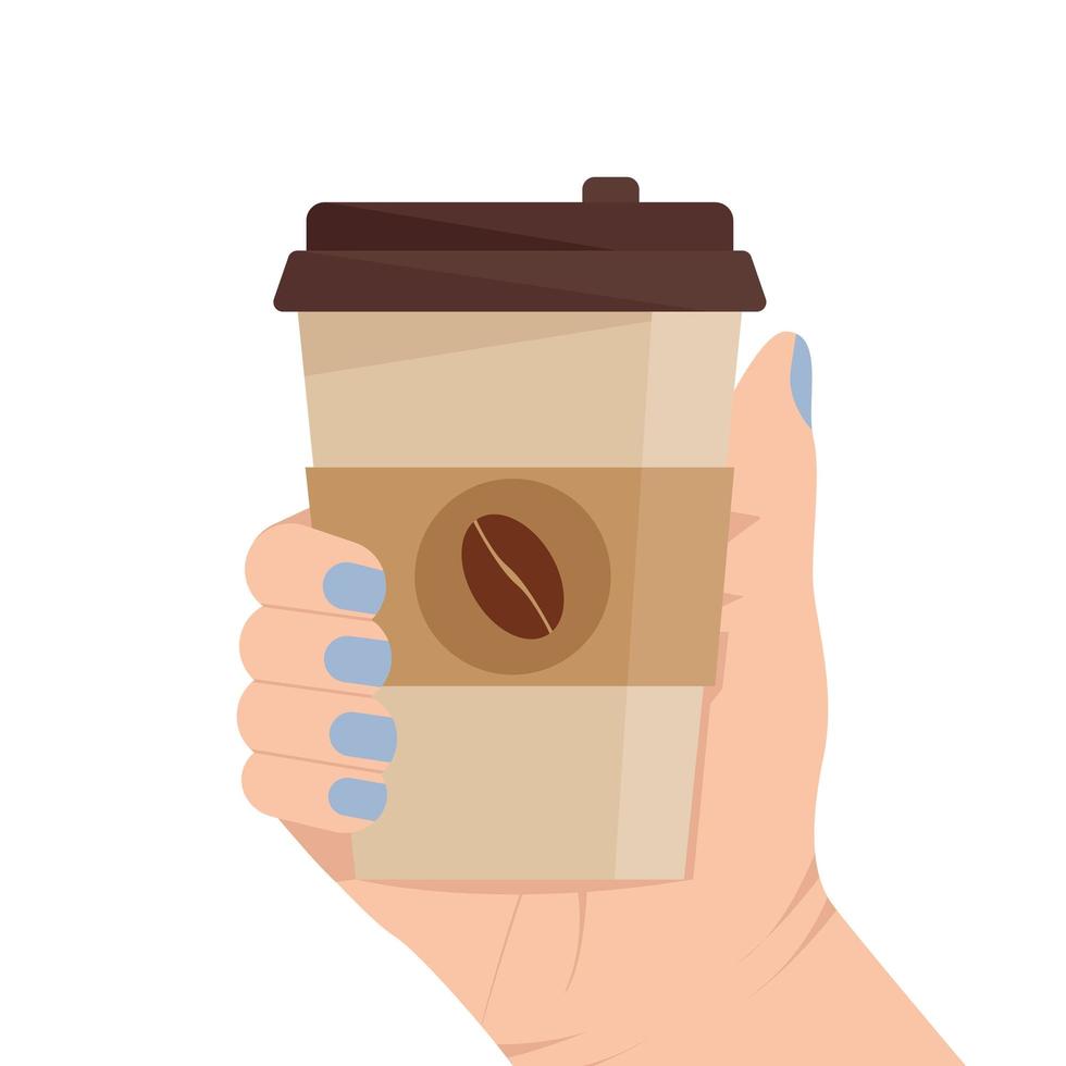 papier de café. tasse de café à la main. illustration vectorielle plane vecteur