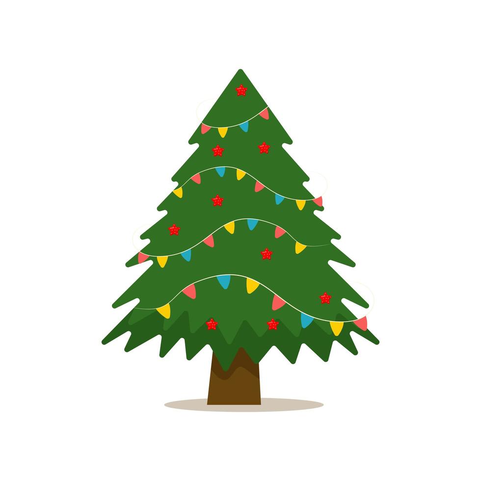 arbre de noël avec boule d'arbre et jouet d'arbre. illustration vectorielle plane vecteur