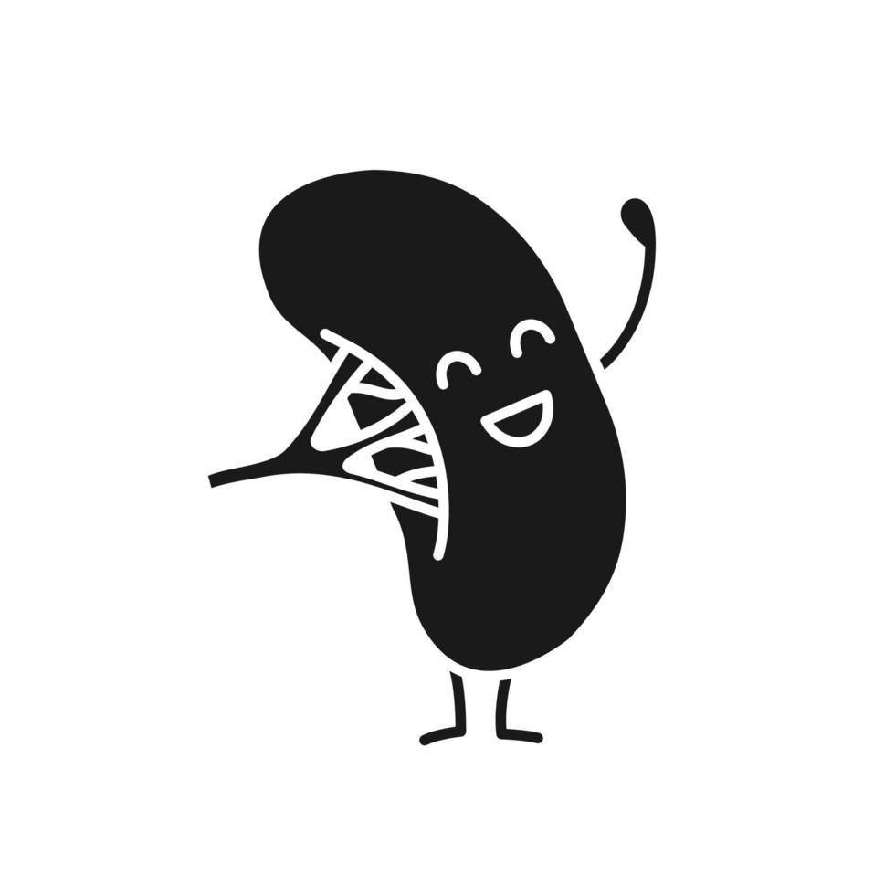 icône de glyphe emoji rate humaine heureuse. symbole de silhouette. caractère d'organe du système lymphatique. système immunitaire sain. espace négatif. illustration vectorielle isolée vecteur