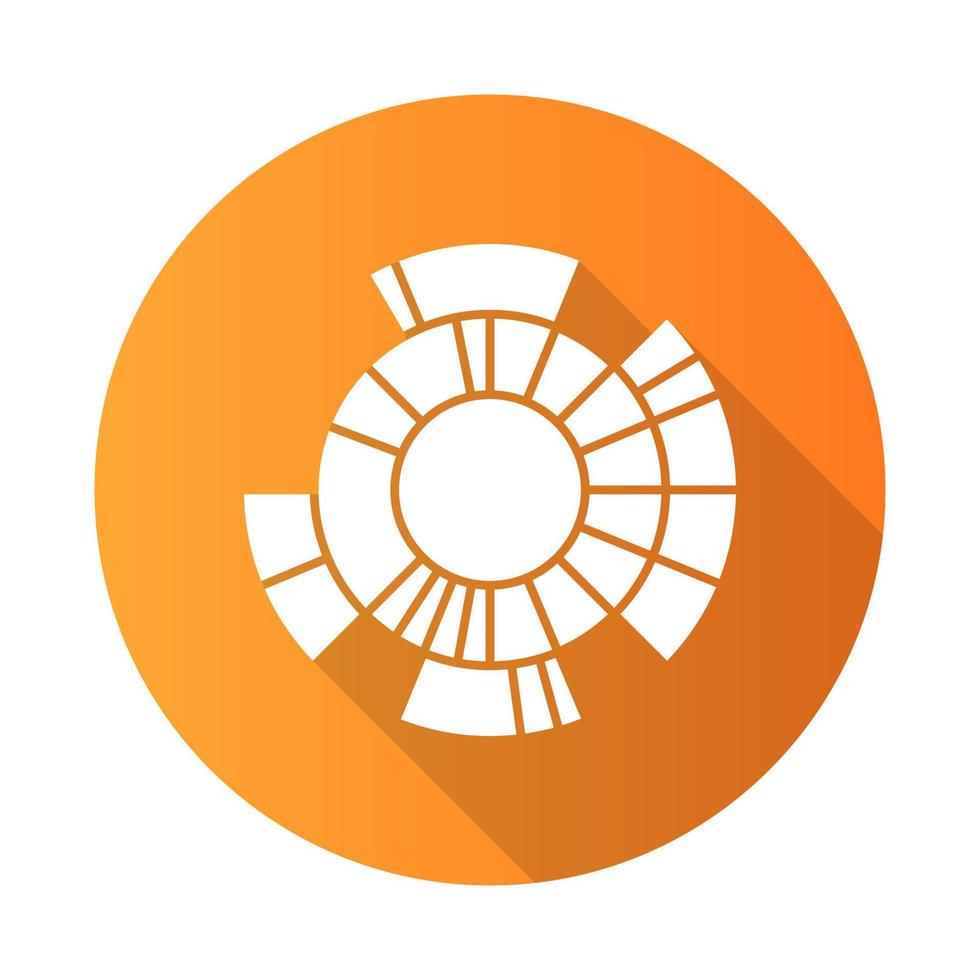 diagramme sunburst icône de glyphe de grandissime design plat orange. graphique radial. graphique de présentation des informations rondes. visualisation de la connexion de données. modèle d'affaires. rapport. illustration vectorielle vecteur