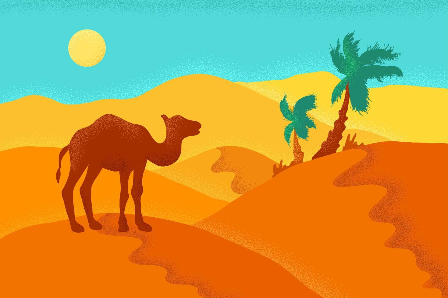 désert de sable avec chameau vecteur