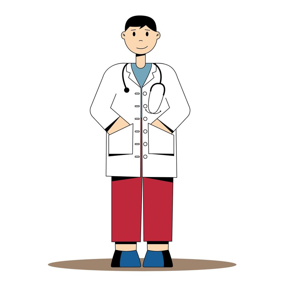 médecin en uniforme. fond blanc. illustration vectorielle plane vecteur