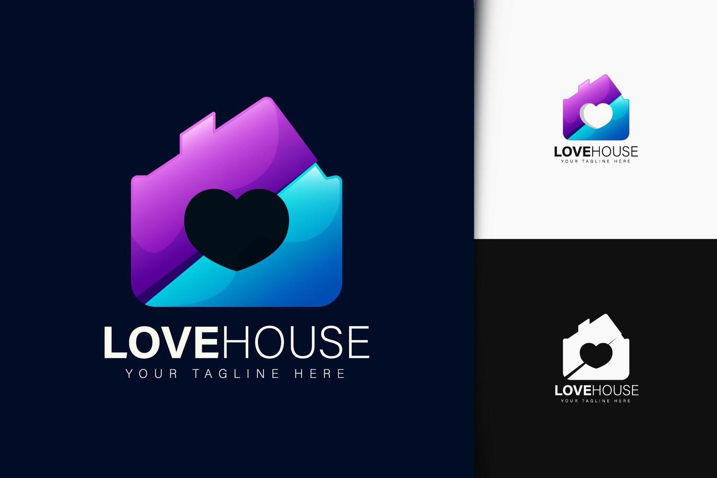 création de logo de maison d'amour avec dégradé vecteur