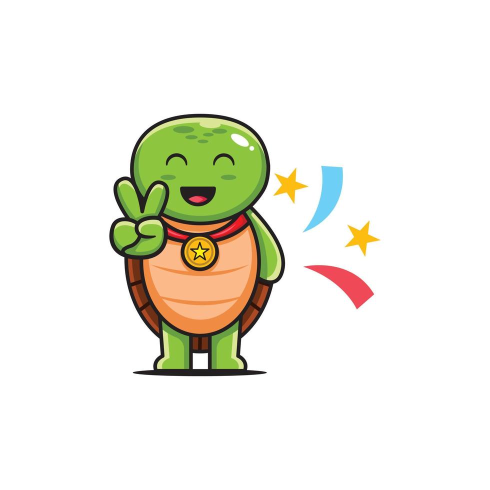 logo de personnage de tortue vainqueur de la paix vecteur