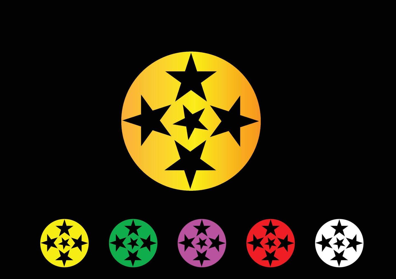 nouveau logo cinq étoiles et conception d'icônes vecteur