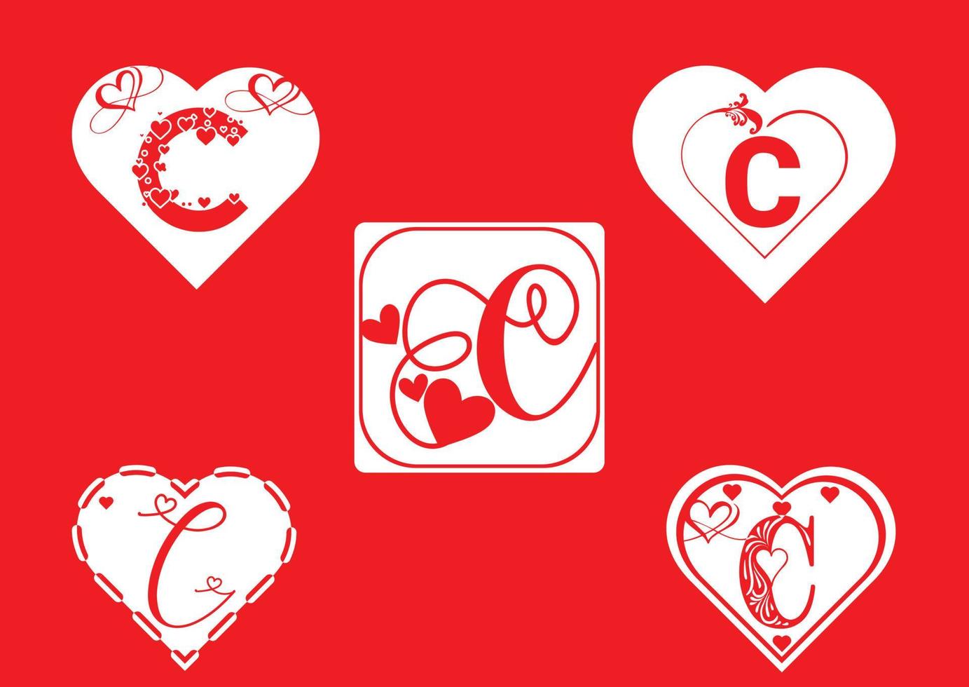 logo de lettre c avec l'icône d'amour, modèle de conception de jour de valentines vecteur