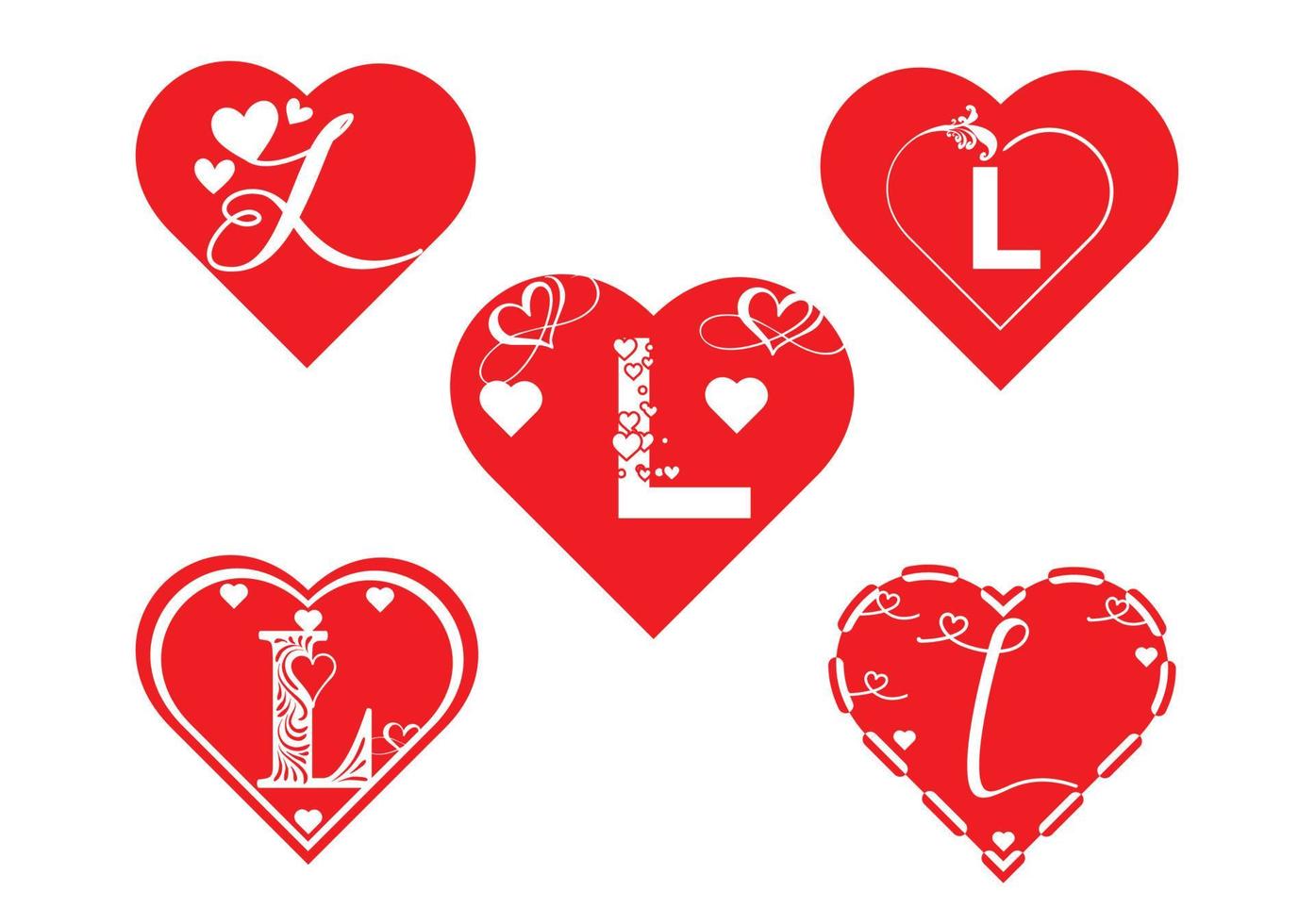 logo de lettre l avec icône d'amour, modèle de conception de jour de valentines vecteur