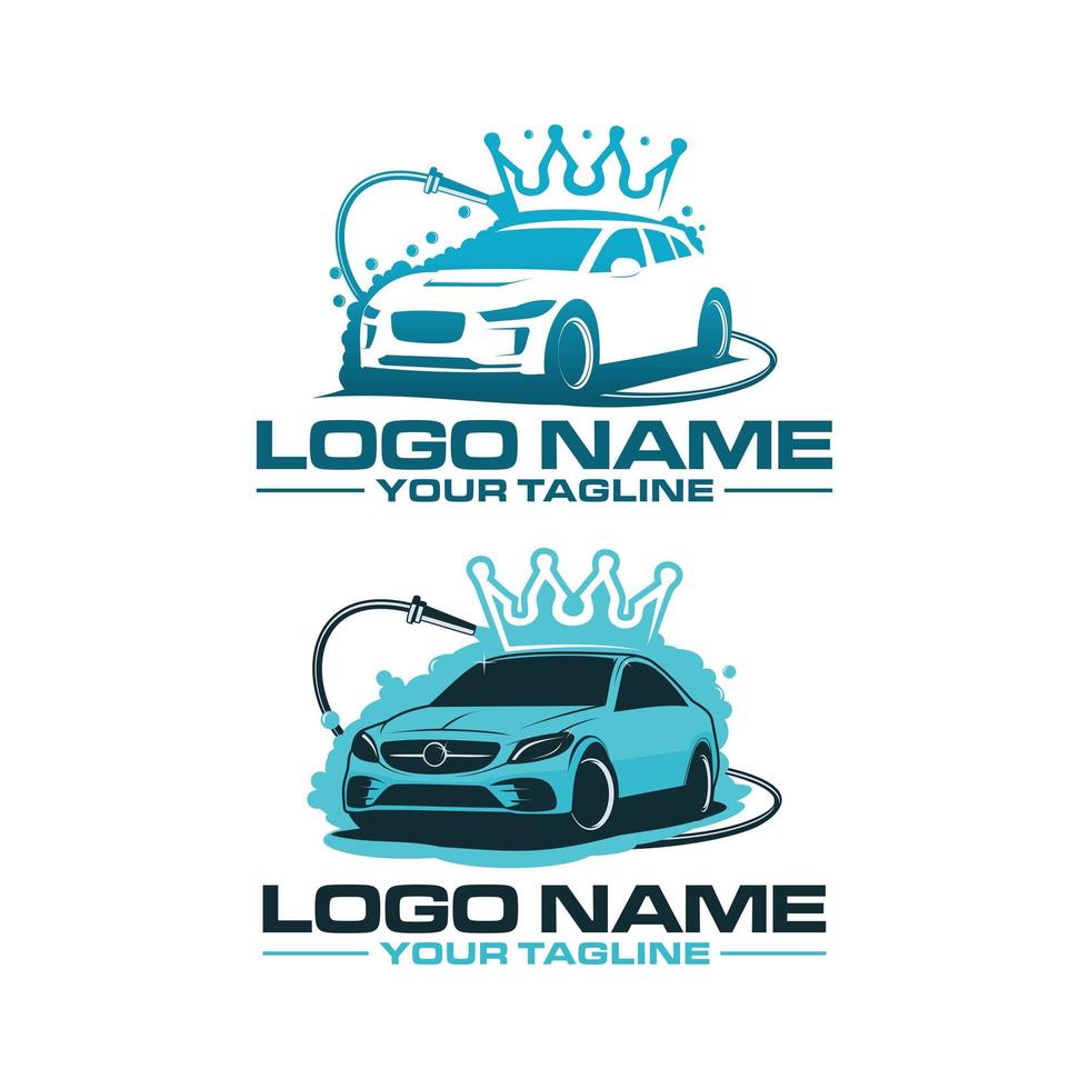 modèle de logo de lavage de roi de voiture vecteur