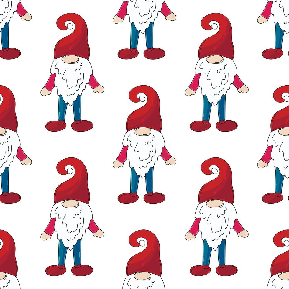 motif de noël avec des gnomes scandinaves dans un style de dessin à la main vecteur