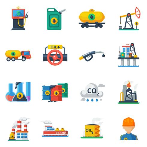 Ensemble d&#39;icônes de l&#39;industrie pétrolière vecteur