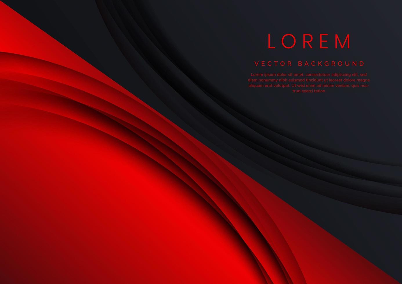 modèle concept de bannière d'entreprise contraste rouge et noir incurvé fond de forme qui se chevauchent. vecteur