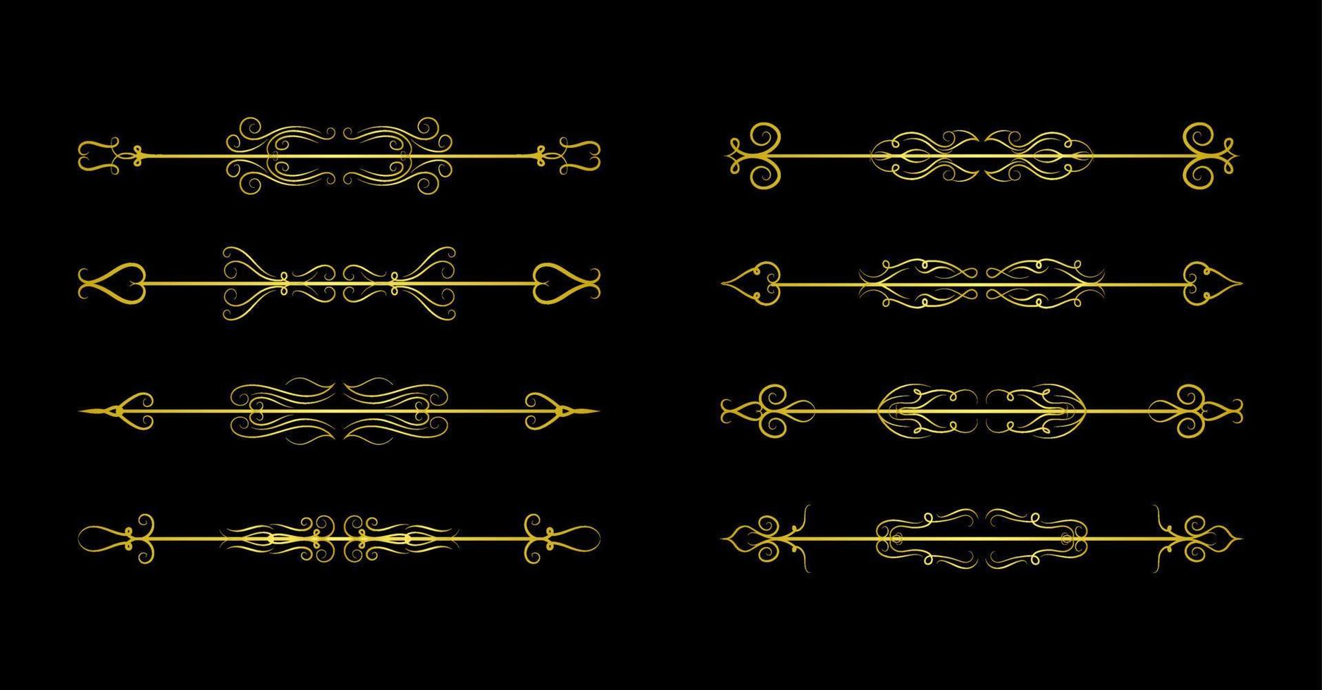 collection de jeu d'éléments de bordures d'or, vecteur d'ornement