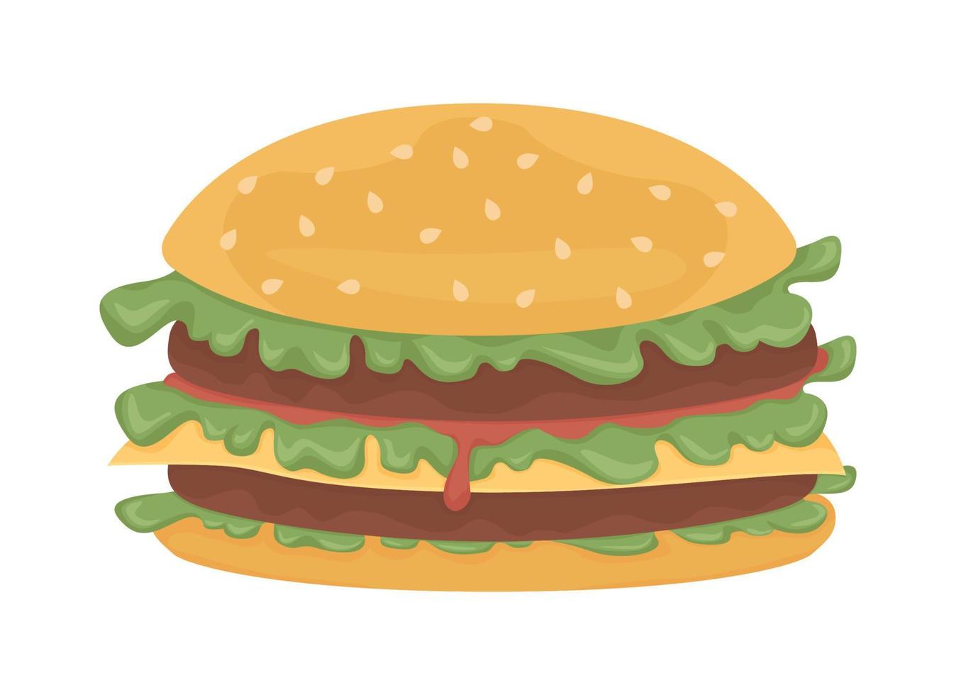 Objet vectoriel de couleur semi-plat burger