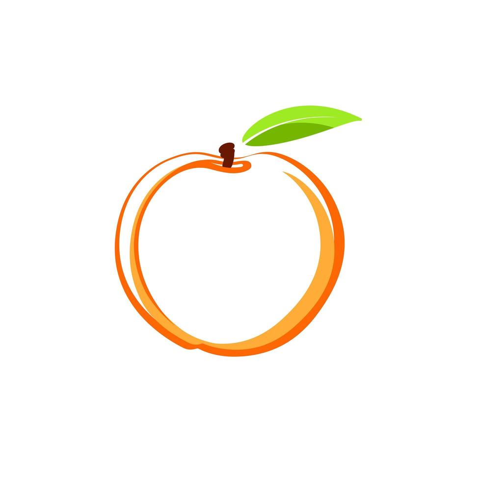 pêche de logo. illustration de conception de vecteur de symbole. pêche orange.