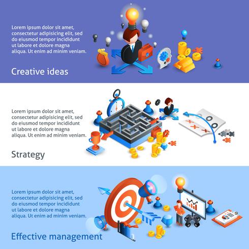 Bannière isométrique de stratégie commerciale vecteur