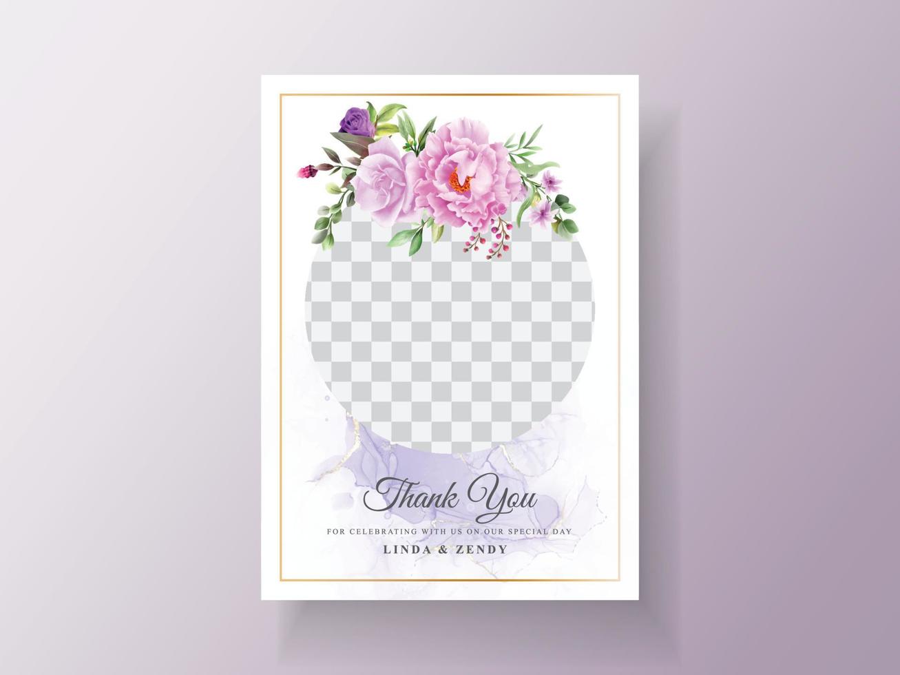 invitation de mariage vintage fleur violette vecteur