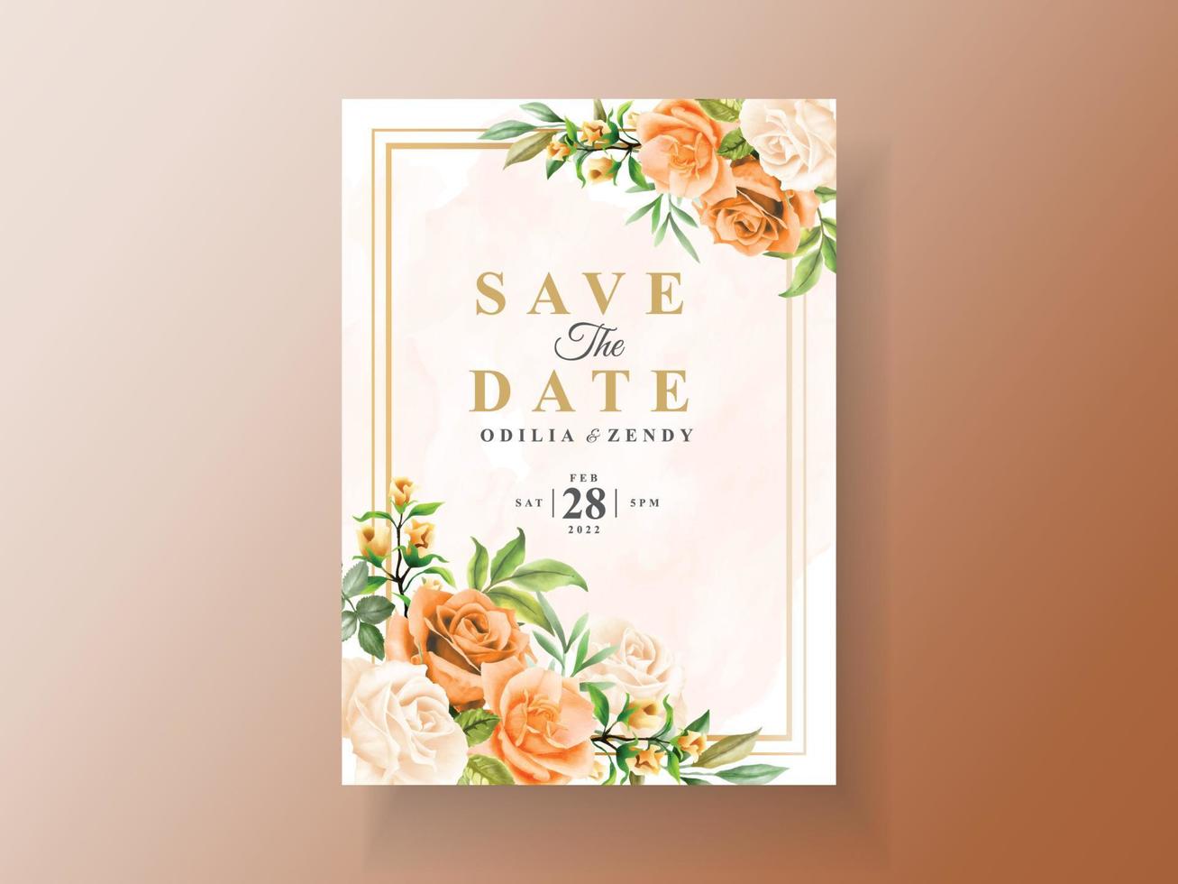 belle carte d'invitation de mariage fleur d'oranger vecteur