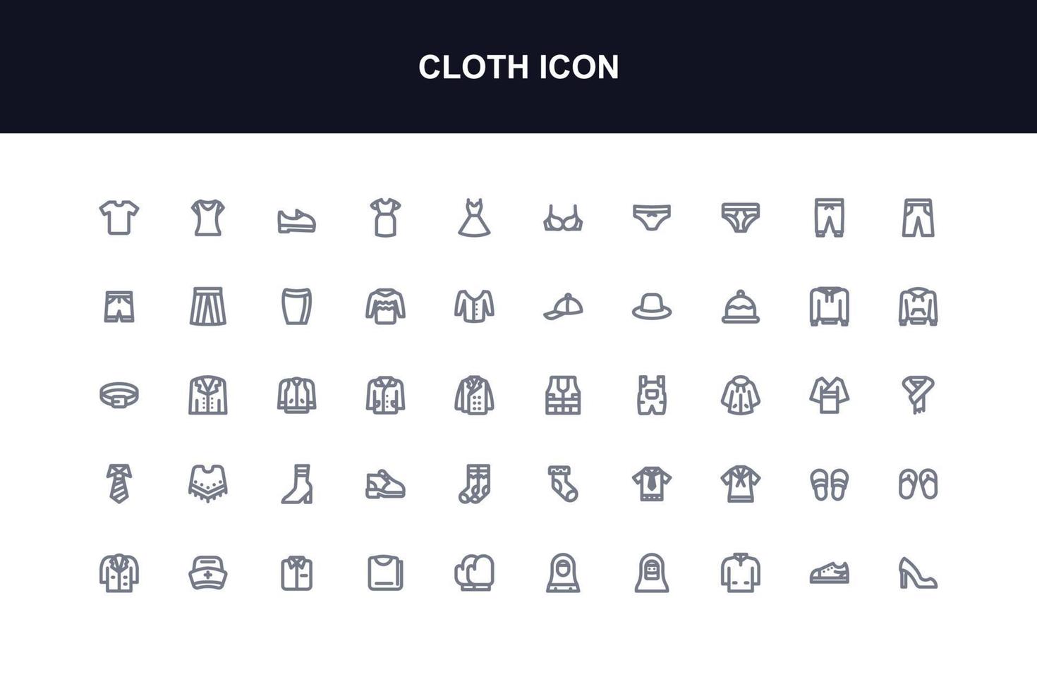 jeu d'icônes de vêtements complet de l'application vecteur