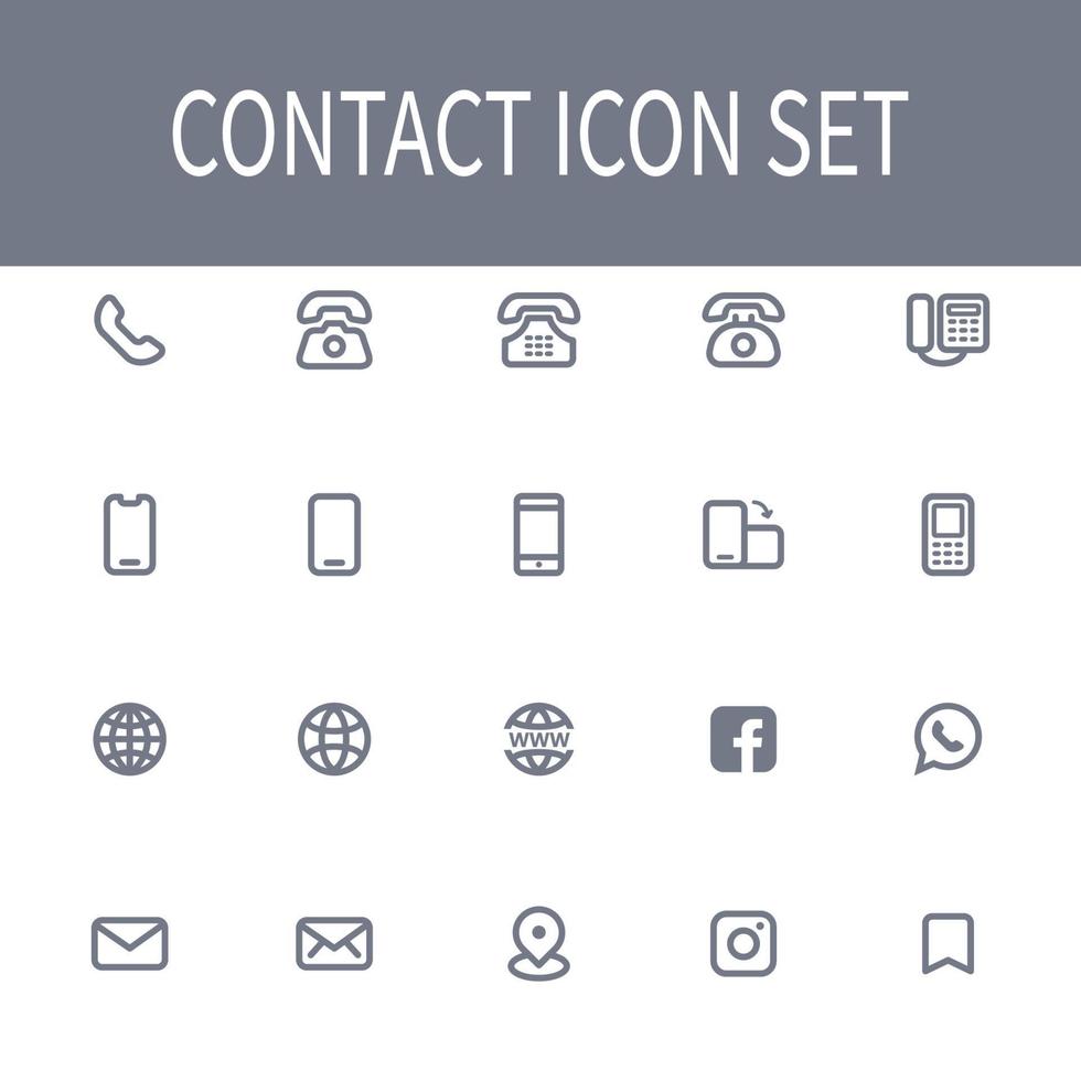 jeu d'icônes de symbole de contact d'application vecteur
