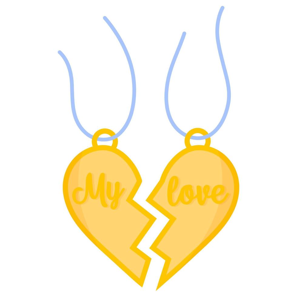 moitiés d'un pendentif en forme de coeur. concept de mariage et de la Saint-Valentin. vecteur