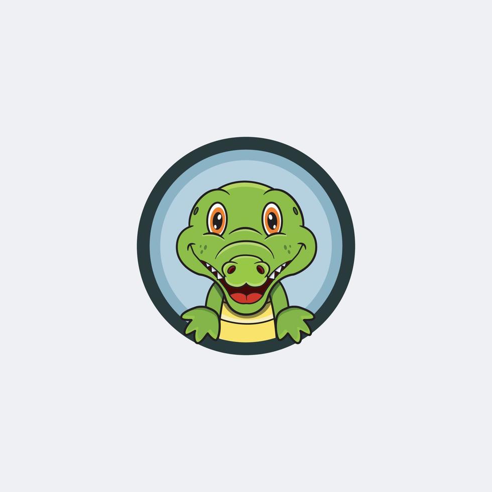 conception de personnage drôle de tête de crocodile. parfait pour le logo, l'étiquette, le modèle et l'icône. vecteur