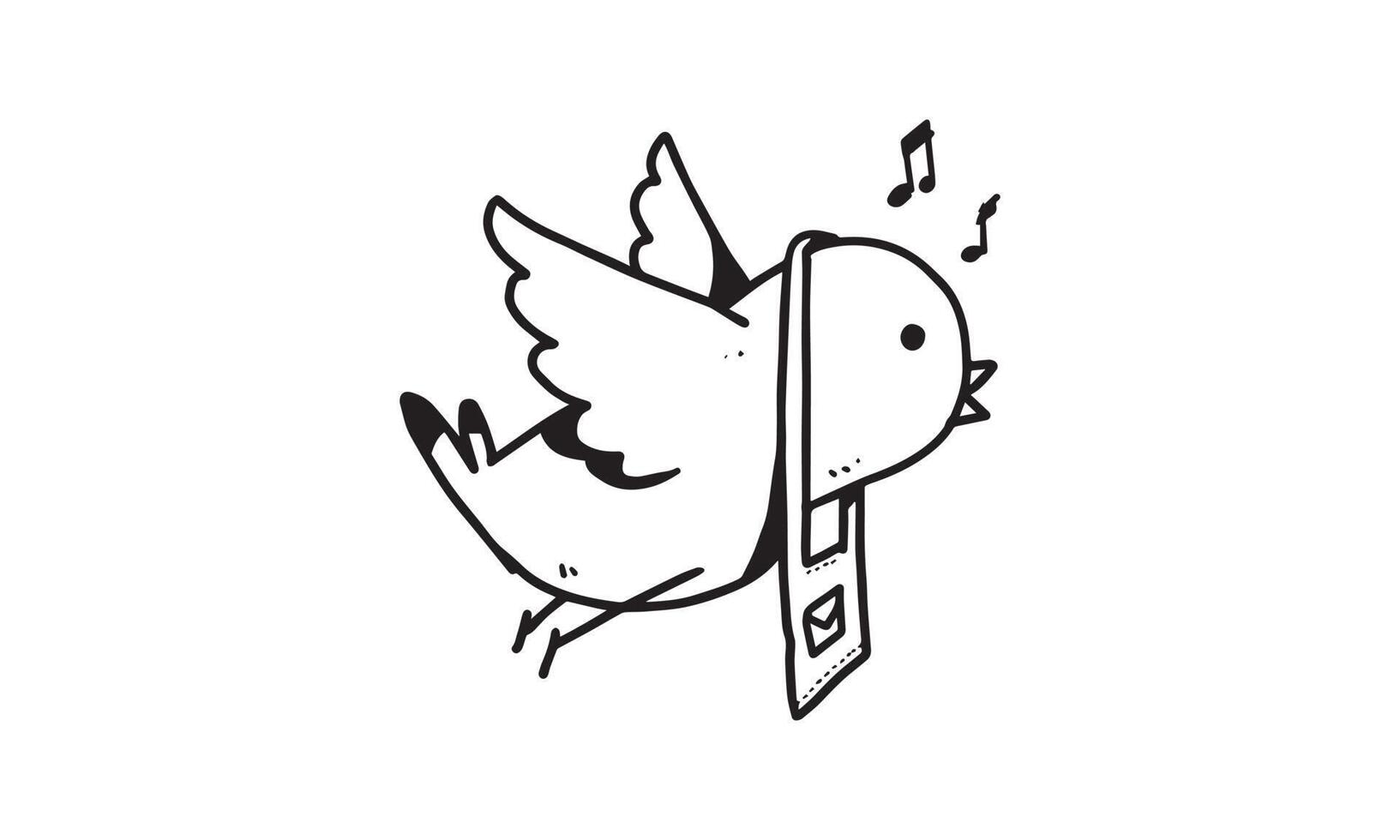 une illustration de courrier d'oiseau. dessin animé incolore pour les activités de dessin et de coloriage. activité amusante pour le développement et la créativité des enfants. objet isolé sur fond blanc en dessin vectoriel. vecteur