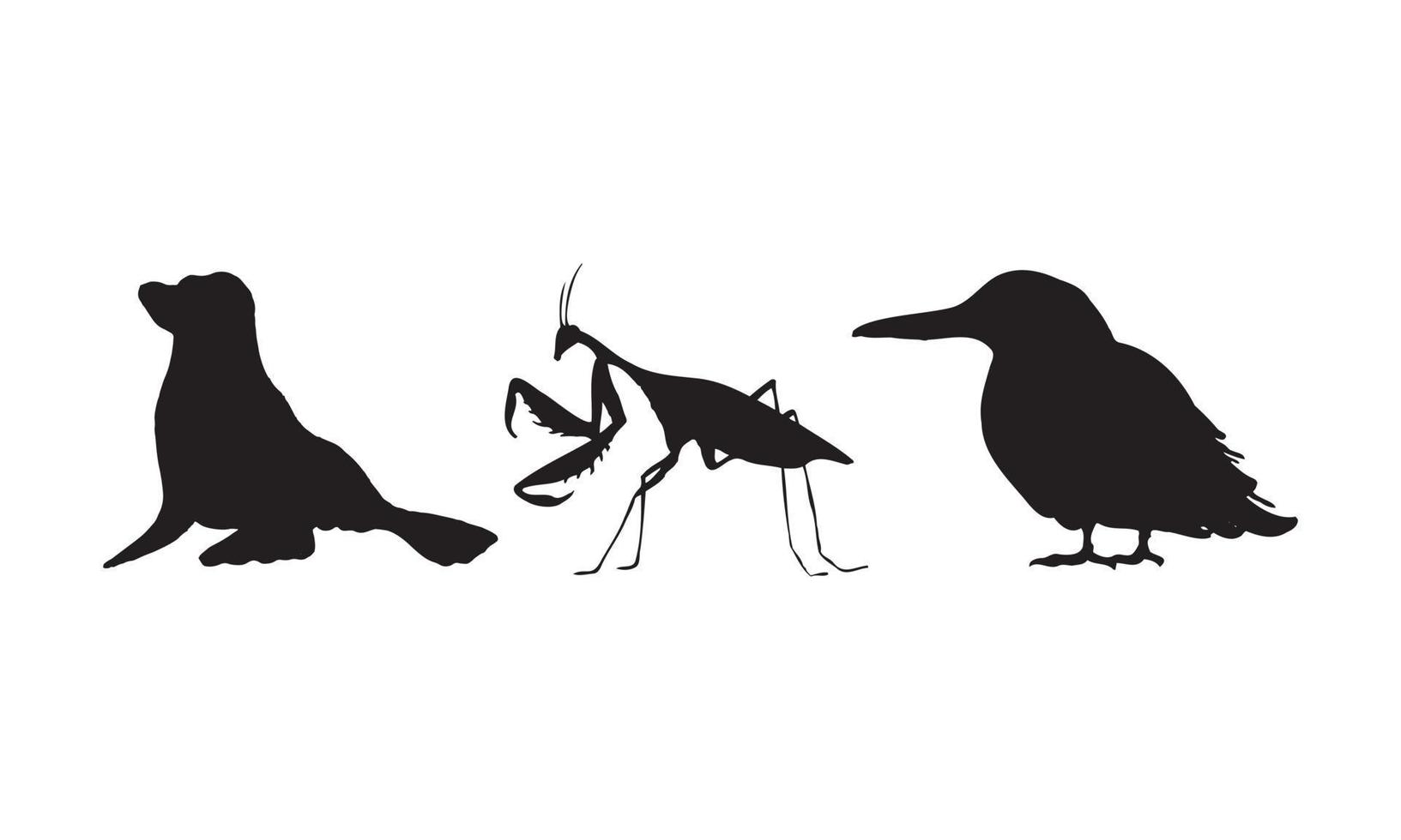 l'objet abstrait dans les styles scandinaves contemporains. illustrations vectorielles d'encre silhouette d'animaux vecteur