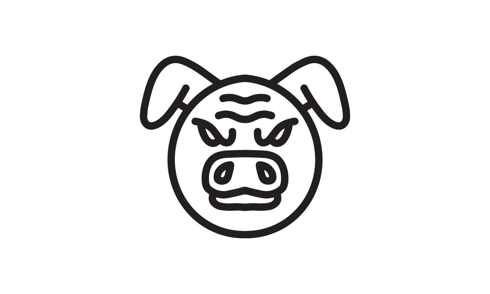 icône de ligne de vecteur de cochon, dessin au trait de vecteur de tête d'animal, illustration d'animal isolé pour le logo desain