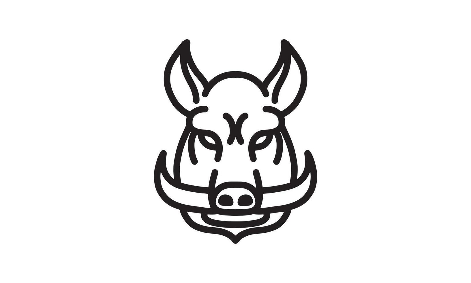 icône de ligne vectorielle de sanglier ou de cochon sauvage, dessin au trait vectoriel de tête d'animal, illustration d'animal isolé pour le logo desain