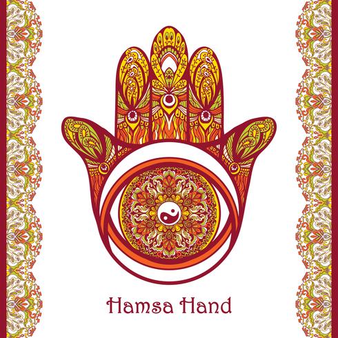 Main Hamsa colorée vecteur