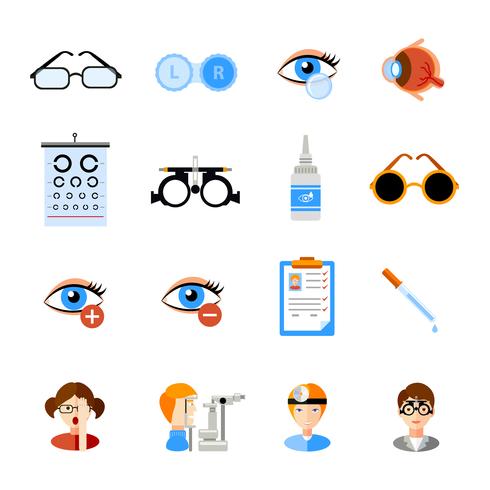 Ophtalmologie Icons Set vecteur