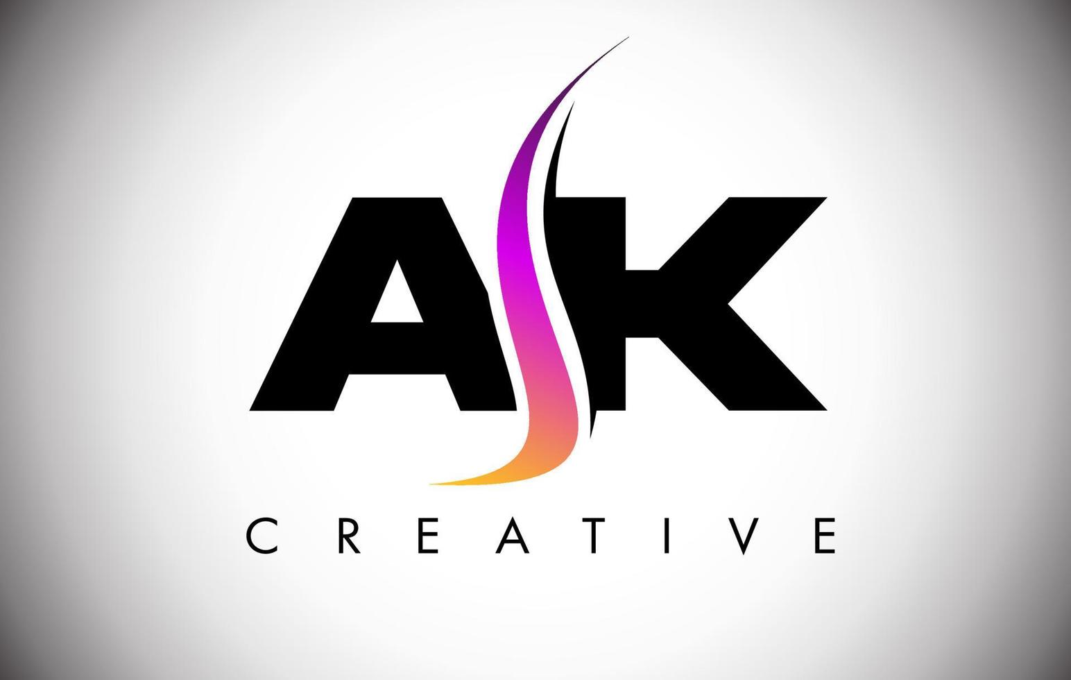 création de logo de lettre ak avec shoosh créatif et look moderne vecteur