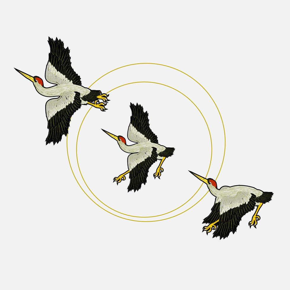 la conception d'illustration d'oiseau pour sukajan est un tissu ou un t-shirt traditionnel japonais avec des t-shirts pour hommes de broderie numérique dessinée à la main été décontracté à manches courtes hip hop t-shirt streetwear vecteur