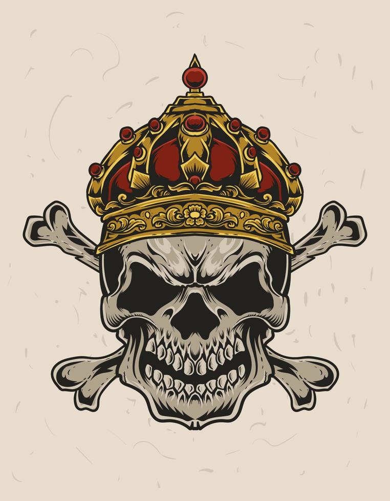 illustration vecteur crâne roi couronne