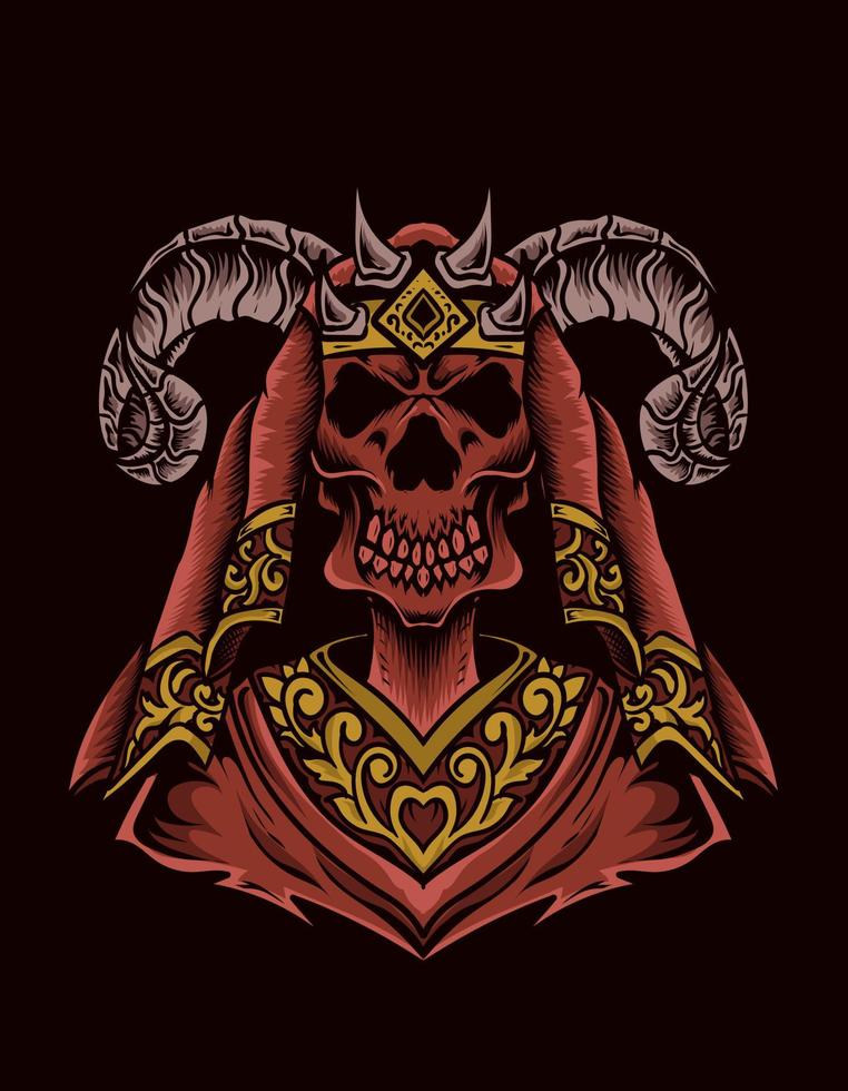 illustration vectorielle effrayant crâne de roi démon vecteur