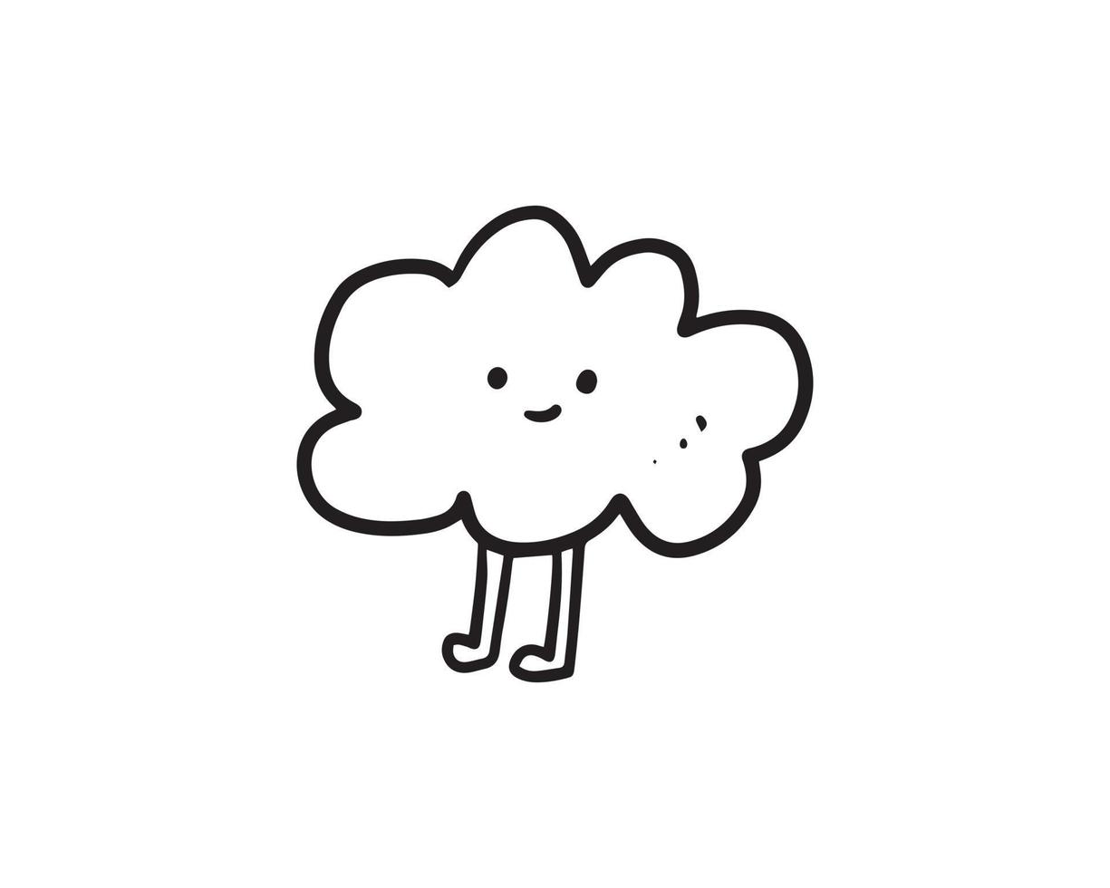 une illustration doodle d'un personnage de nuage. une partie du dessin dessiné à la main de personnages amusants pour un avatar, un autocollant, un coloriage, etc. vecteur