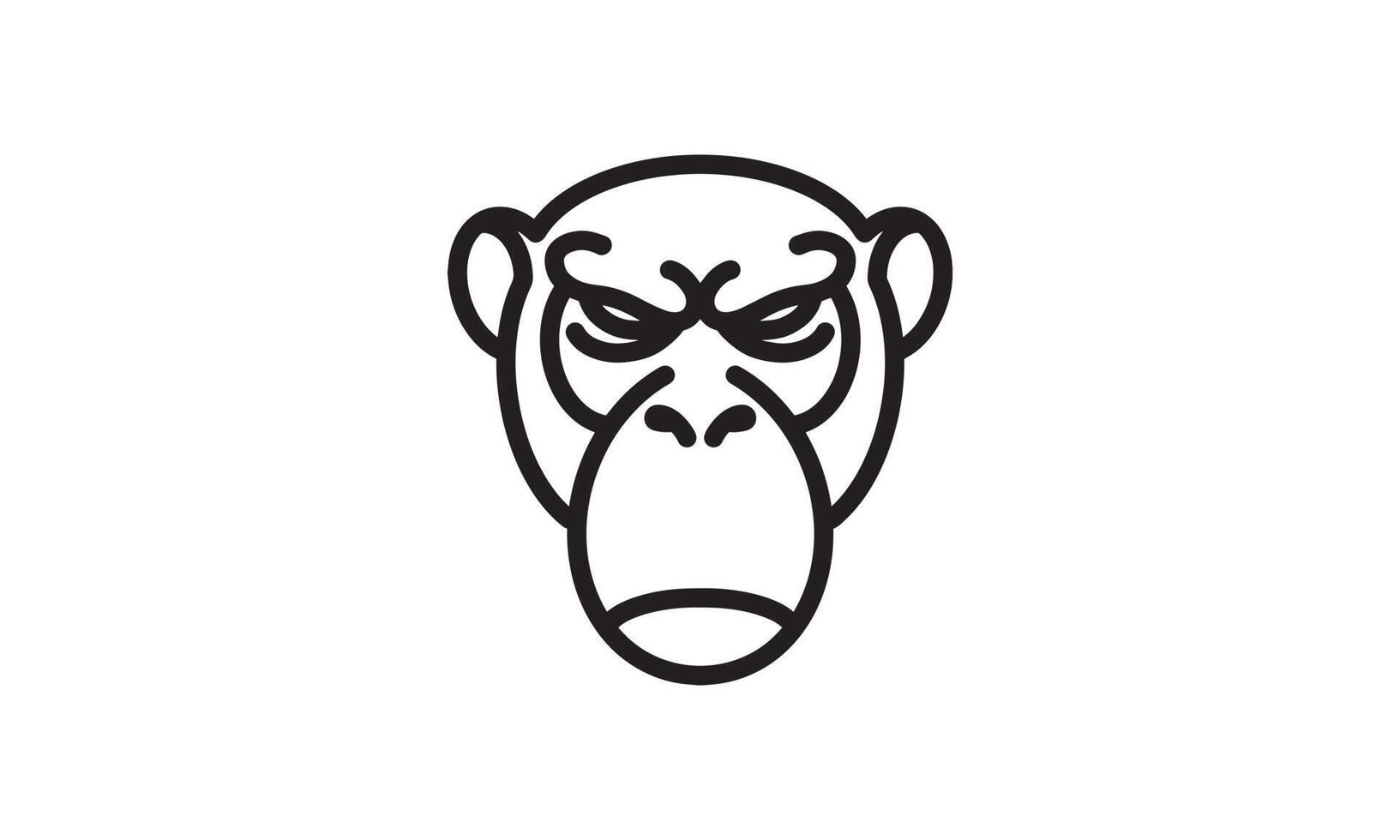 icône de ligne de vecteur de chimpanzé, dessin au trait de vecteur de tête d'animal, illustration d'animal isolé pour le logo desain